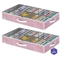 Onlyeasy Large Under Bed Shoe Organizer Container Box, Set of 2, Fit 16 to 32 Pairs of shoes, Underbed Shoes Closet Storage Solution, L37.7x W23.6x H5.9 inch, Cotton-like Pink, MXPUBS16P2 - color: 2 Shoes (16+16 Cells) Cotton-like Pink