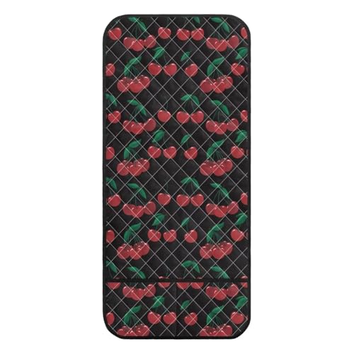 Red Cherry Print Couch Arm Covers with 2 Organizer Pockets Soft Couch Protector Anti-Slip Slipcovers for Pet Armchair, Loveseat, Recliner - color: Red Cherry