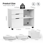 DUMOS Lateral File Cabinet with 3 Drawers Rolling Filing Cabinets Under Desk Storage Printer Stand Wood Organizer with Wheels Adjustable Shelf for Office Home Small Space, White - color: Classic White