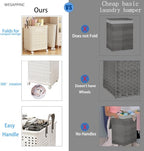 WESAPPINC Collapsible Large Laundry Hamper, Plastic Laundry Basket with Wheels,Suitable for Bathroom, Bedroom, Dorm Room & Laundry Room,Basket with Handle (White) - color: 55L White