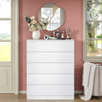 Furniouse Modern 5 Large Storage Drawers Dresser for Clothes Organizer, White Modern Chest of Drawers for Closet, 27.6" Long Drawer Organizer Cabinet for Bedroom, Living Room, Entryway, Hallway - size: 15"D x 27.6"W x 41.4"H (5 Drawers)