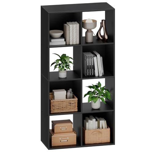 Sweetcrispy 8 Cube Storage Organizer - Open Cube Bookshelf with 4 Removable Back Panels, Display Storage Bookcase for Living Room, Bedroom, Entrance Hall, Home Office，47.7" L×11.6" W×24" H, Black - color: Black, size: 8-Cube(47.7"L×11.6" W×24"H)