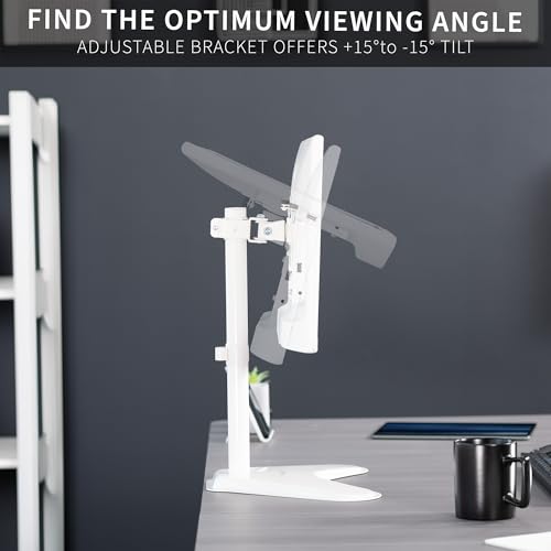 VIVO Single Monitor Desk Stand, Holds Screens up to 32 inch Regular and 38 inch Ultrawide, Freestanding VESA Steel Mount Base, Adjustable Height, Tilt, Swivel, Rotation, White, STAND-V001HW - color: White, size: 18" Tall