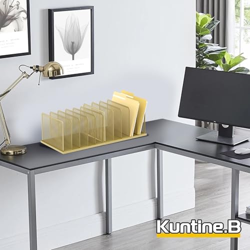 Kuntine.B Desk File Organizer Upright Mesh Desktop Organizer File Sorter Office Organization File Holder for Home, Office & Classroom (Gold, 1 Pack 5-Section) - color: Gold, size: 1 Pack 5-Section