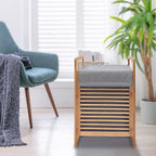 One-Section Organizer Storage Shelf with Bamboo Frame and Baskets Storage Drawers Unit,Laundry Towel Hamper Cabinet Tower One Part Compartment Sorter Basket - style: 1-Section,Style 1