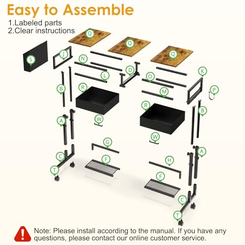 Small Rolling Standing Desk, Height Adjustable Mobile Sturdy Desk with 2 Fabric Drawers & Storage Shelf, Portable Sofa Side Laptop Table for Home Office, Small Spaces, 31.41" x 15.74", Rustic Brown