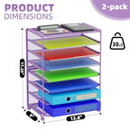 Simple Trending 2 Pack 8 Tier Letter Tray Paper - Mesh Desk File Organizer for Office School Desktop, Violet - color: 2 Pack 8 Tier Violet-Mesh Desk