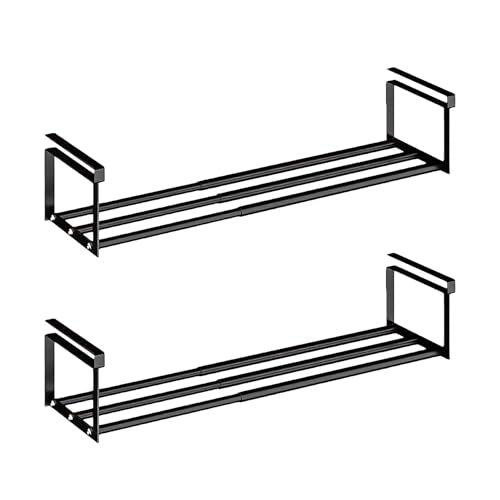 Expandable Shoe Rack Organizer - Adjustable Shoe Rack & Under Cabinet Shelf - for Shoe or Clothing Storage and Organization, Under Shelf Storage (Black,2 Pcs) - color: Black, size: 2 Pack
