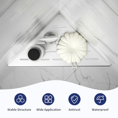 10'' Corner Shower Shelf 2PCS, 304 Stainless Steel Grout in Shelves for Tiled Wall, Recessed Bathroom Shelves (10'', Silver) - color: Silver, size: 10''