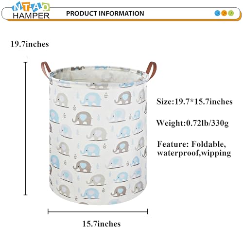 NTAOHAMPER Laundry Hamper, Elephant laundry Basket, Nursery Hamper, Waterproof Storage Bin for Bedroom, Clothes Organizer Basket, Room Decor(Blue Elephant) - color: Blue Elephant