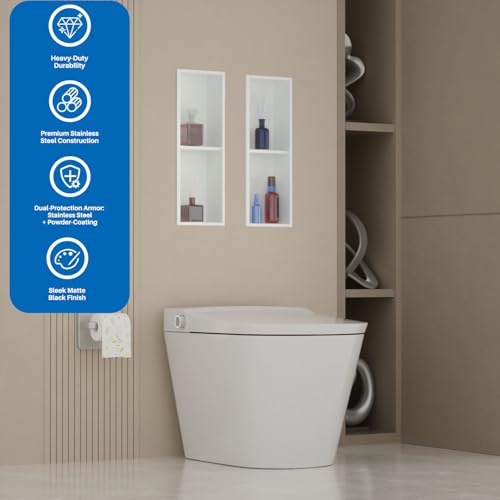 Narrow Shower Niche for Tiny Shower Room Storage, Insert Tile Ready, Double Shelves, Stainless Steel,(White, 24 * 8 in) - color: White, size: 24 * 8 in