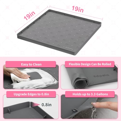 Sdpeia Under Sink Mat 19"×19" Waterproof Silicone Cabinet Liner & Sink Protector for Kitchen & Bathroom, Multi-Purpose Organizers Tray for Pets, Laundry, Cat Litter Mat,Gray - color: Gray, size: 19"W x 19"L