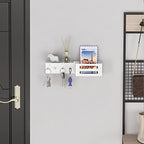 MKO Key Holder for Wall, 12.2In Mail Organizer Holder with Shelf, Metal Key Rack Adhesive Wall Mount, White - color: White with Shelf