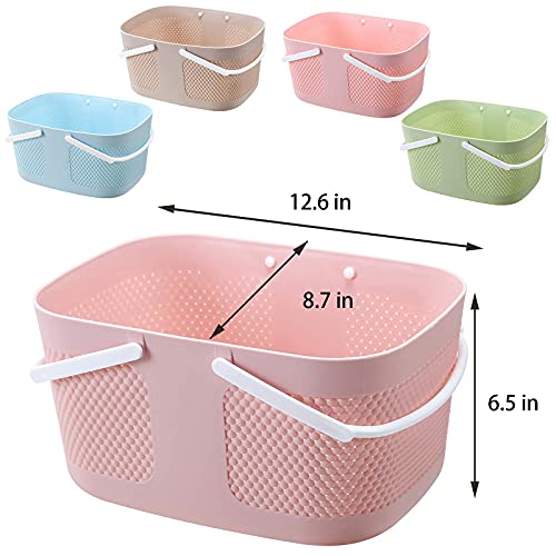 Shower Caddy Basket, Portable Large Capacity Thickened Plastic Organizer Storage Tote with Handles Drainage Toiletry Bag Bin for Bathroom, College Dorm Room Essentials, Kitchen, Camp, Gym, Pink - color: Pink