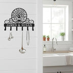 Personalized Tree of Life Metal Key Holder for Wall,Custom Monogram Coat Rack Wall Mount, Key Hooks for Bathroom, Living Room, Kitchen, Office, Wedding, Anniversary & Housewarming Gift - style: Tree of Life