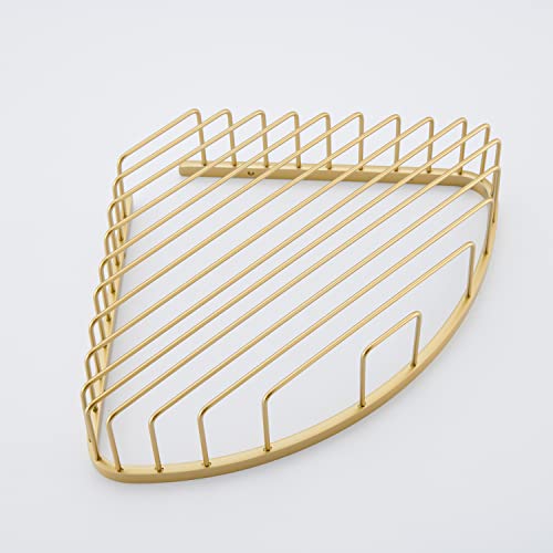 Bathroom Shower Caddy Corner Shelf Basket, Corner-Hollow Design, Ultra Sturdy Rust-Proof Stainless Steel Shelf Organizer Shampoo Holder, Wall Mounted Storage Rack for Bathroom, Brushed Gold - color: Gold, size: Hollow Corner (1 Pack)