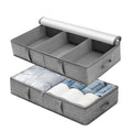 2 Packs Under Bed Storage Containers, Foldable Clothes Draw Organizers with Adjustable Dividers, Handles, Clear Window, Closet Storage Bins for Clothing, Shoes, Blankets