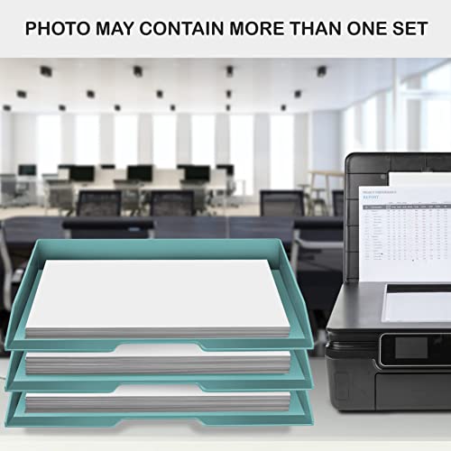 Acrimet 2 Tier Paper Organizer Letter Tray – Plastic Stackable Desk File Organizer, Side Load Paper Sorter for Letter/A4 Office File Folder Holder – Solid Green