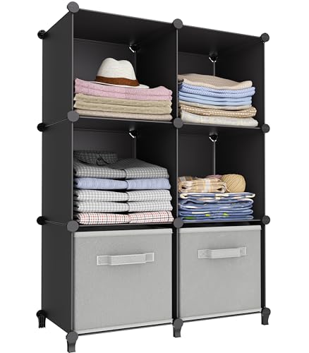 6-Cube Storage Organizer, Closet Organizer Storage Cabinet Shelf Bookcase Bookshelf with Metal Hammer, Storage Cubes Organizer Cabinet for Kids, Closet, Bedroom, Bathroom(11.8x11.8x11.8 inch)Black - color: Black, size: 11.8 x 11.8 x 11.8 Inch