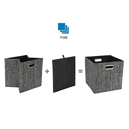 Posprica Collapsible Storage Cubes,11×11 Heavy Duty Fabric Stroage Basket Bins, 4pcs,Black - color: Black, size: 11×11×11/4pcs