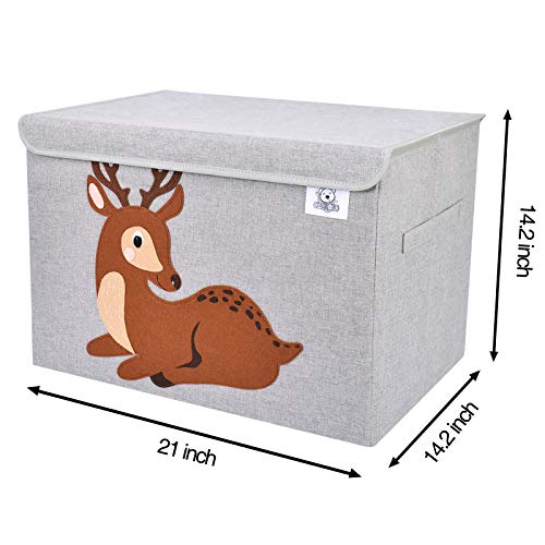 CLCROBD Foldable Large Kids Toy Chest with Flip-Top Lid, Collapsible Fabric Animal Toy Storage Organizer/Bin/Box/Basket/Trunk for Toddler, Children and Baby Nursery (Deer) - color: Deer