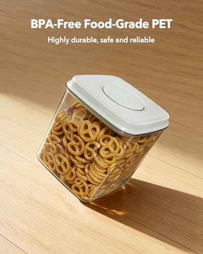 Airtight Food Containers Set with One-Touch Lid, Mixed Size Set (2.8 QT / 2.65 L & 4.2 QT / 4.0 L) with Scoop, Stackable Jars for Complete Kitchen Organization. - color: 2.8QT+4.22QT