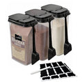3-Pack 1500ml (51 oz) Airtight Food Storage Containers with Scoop, Soft-White Translucent Design Canisters for Coffee, Tea, Sugar, Flour & Cereal | Includes Marker & Labels
