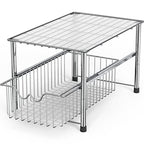 DecoBrothers Stackable Under Sink Organizer with Sliding Basket, Chrome - color: Chrome