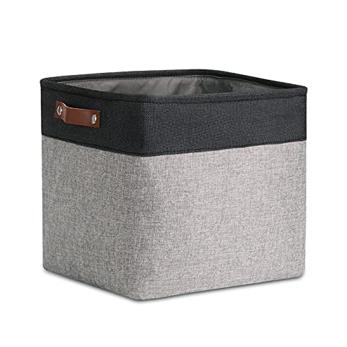 DULLEMELO Cube Basket for Storage, Collapsible Fabric Cube for Organizing, Storage Cube for Closet, Laundry, Nursery, Shelves, Decorative Basket for Gifts Empty (Black&Gray) - color: Black&Gray, size: Cube-13"x13"x13"