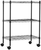 Amazon Basics 3-Shelf Adjustable Heavy Duty Storage Shelving Unit on 2" Wheels, Metal Wire Rack for Garage, Utility Shelving with Leveling Feet, 23.2"L x 13.4"W x 32.75"H, Black - color: Black