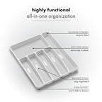 madesmart Classic Large Silverware Tray - White |CLASSIC COLLECTION | 6-Compartments| Kitchen Drawer Organizer | Soft-Grip Lining and Non-Slip Rubber Feet | BPA-Free (Pack of 6) - size: Classic 6 Compartment (Pack of 6)