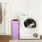 Odonata Slim Laundry Hamper Handles Collapsible Laundry Basket Thin Dirty Clothes Basket Narrow Laundry Bag Foldable Dirty Hamper 45L (Light Purple) - color: Light Purple