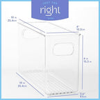 Plastic Food Storage 2 Pack Clear Container Bin with Handles for Organizing Kitchen, Pantry, Refrigerator, Freezer, Pantry, Cabinet, Closet, Bathroom. 10”x4”x6” - size: 10x4x6