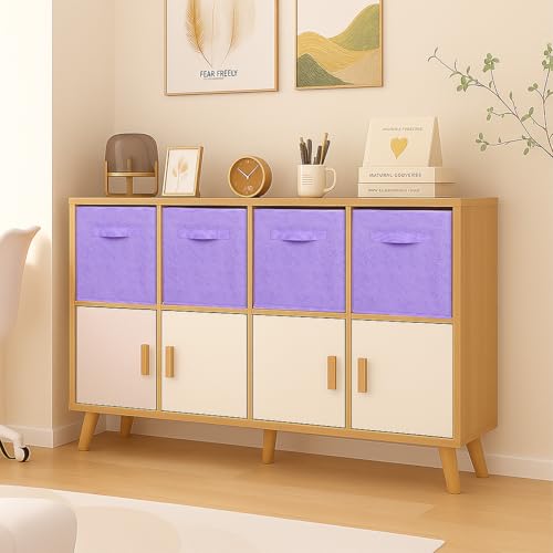 ShellKingdom Storage Bins, Foldable Fabric Storage Cubes with 3D Embossed Rose Pattern, Cloth Organizer Drawer For Closet And Toys, 10.5 X 10.5 X 11 inch, 2 Pack (Lavender) - color: Lavender