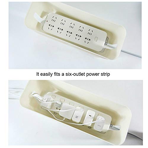 Cable Management Box| Power Stripe Organizer|Cord Organizer Box| Hide and Conceal Power Strips and Electrical Cords from TVs, Computers, and Desks| Keep Pets Safe (White Large) - color: White Large