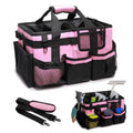 14 inch Large Cleaning Supplies Organizer, Pink Tool Bag with Handle & Adjustable Shoulder Straps, Cleaning Bags for Housekeepers, Cleaners, Cleaning Supply Caddy - color: Pink