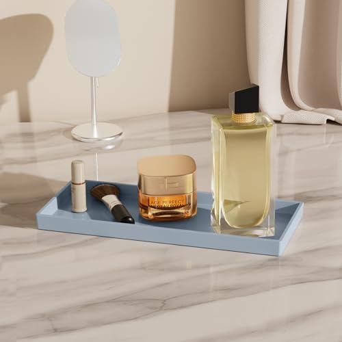 Vanity and Bathroom Tray, 11.8" ABS Countertop Organizer,Waterproof Vanity Tray for Toilet Tank,Perfume,Soap,Keys,Bathroom Accessories,Kitchen and Bath Trays,Non Slip Small Trays,Gray - color: Gray, size: 11.8" x 5" x 0.7"