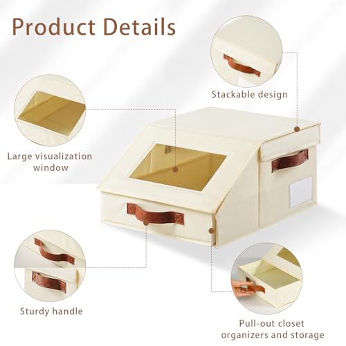 Amllas Closet Organizers and Storage, Stackable Closet Drawers, Fabric Storage Bins, Foldable Linen Organizer for Underwear, Clothes, Hat Storage,Wardrobe Space-Saving
