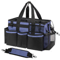SCAVATA Wearable Cleaning Caddy, Cleaning Caddy Supplies Organizer with Handle & Shoulder Straps for Housekeepers, Under Sink & Car Cleaning Tool Organizers Bag with 4 Foldable Divider (CeruleanBlue) - color: CeruleanBlue