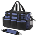 SCAVATA Wearable Cleaning Caddy, Cleaning Caddy Supplies Organizer with Handle & Shoulder Straps for Housekeepers, Under Sink & Car Cleaning Tool Organizers Bag with 4 Foldable Divider (CeruleanBlue) - color: CeruleanBlue