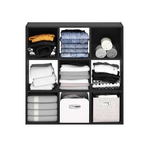 Furinno PELLI Closet Organizers and Storage, 9-Cube Closet Organizer, Open Shelf Closet Storage, for Wardrobe, Bedroom, Living Room, Americano - color: Americano, size: 9-Cube