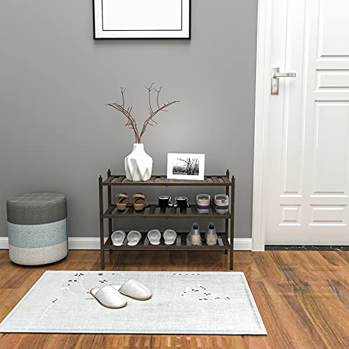 Dranixly Shoe Rack, 3-Tier Bamboo Stackable Shelf Storage Organizer, Stand for Closet, Entryway, Hallway, Bathroom and Living Room（Mocha） - color: Mocha, size: 3 Tier
