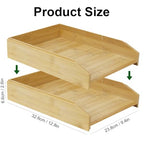 MultiBey A4 Bamboo Stackable Paper Tray 2-Pack, 2-Tier Anti-Toppling Desk Organizer, Wooden Letter Document Magazine Tray Desktop File Folder Holder for Office & Home Supplies