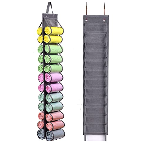 Legging Storage Bag Storage Hanger Can Holds 24 Leggings or Shirts Jeans Compartment Storage Hanger, Foldable Leggings Organizer Clothes Portable Closets Roll Holder(Grey) - color: Grey