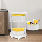 Multi-Layer Kitchen Storage Basket 3Tier Rotating Vegetable Organizer Cart with Casters Detachable Rolling Living Room Standing Rack with Shelve for Lliving rooms, Kitchens,Bathrooms,14.3*23.6in White - size: 3Tier-White