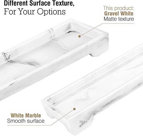Luxspire Vanity Tray, Bathroom Toilet Tank Storage Tray, Resin Kitchen Sink Trays, Vanity Countertop Organizer for Candles Soap Towel Perfume Holder Decor Jewlery Dish, Marble Style -S- Gravel White - color: D - Gravel White, style: Small