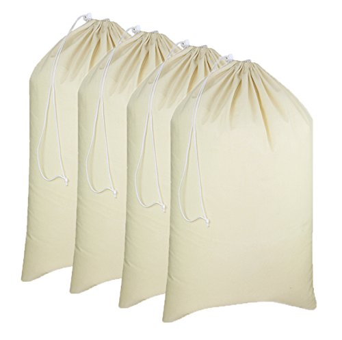 COTTON CRAFT Extra Large Laundry Bags -4 Pack Heavy Duty Durable Cotton Canvas Drawstring Closure Washable Laundry Bag - Back to School Travel College Dorm Basket Liner Clothes Organizer - XL 28 x 36 - size: Laundry Bag / 4 Pack