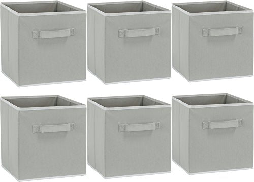 Simple Houseware Foldable Cube Storage Bins, 11-Inch Gray, 6-Pack Fabric Cubes Organizer for Closet or Shelves - color: Gray