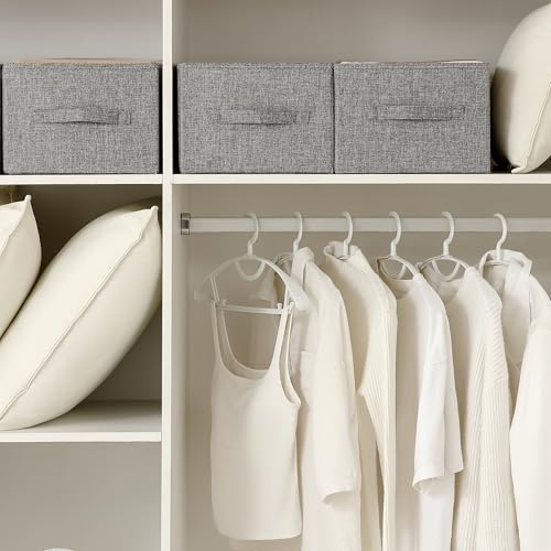Linen Folding Storage Bins, 3 Pack Large Storage Baskets, Washable, Clothing Storage Bins with Handle, Closet Organizer for Storage Sweater,Sheets(dark grey, 18½"x11" x8½") - color: dark grey, size: 18½"x11"x8½"
