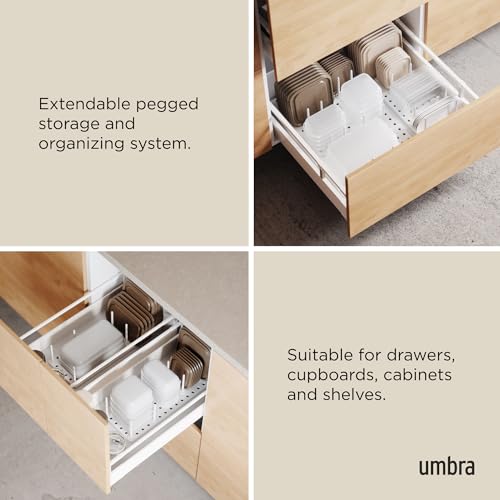 Peggy Kitchen Drawer Cupboard Organizer Tray - Adjustable Storage System For Food Containers, Cookware, Serveware, Utensils and More, White - color: White, size: Medium Set of 2